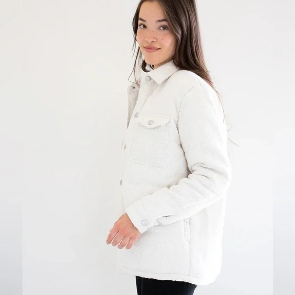PRIV NWT Rory Mid-Length Puffer Shacket - Cream Large - Picture 3 of 7
